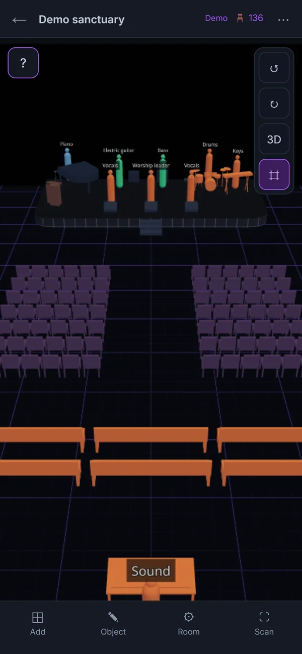 The Sanctuary Designer on a phone, with the room in full screen.